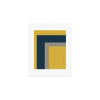 Half Frame 2 Minimalist Pattern in Deep Mustard Yellow, Navy Blue, and Gray Art Print Gallery Image 1