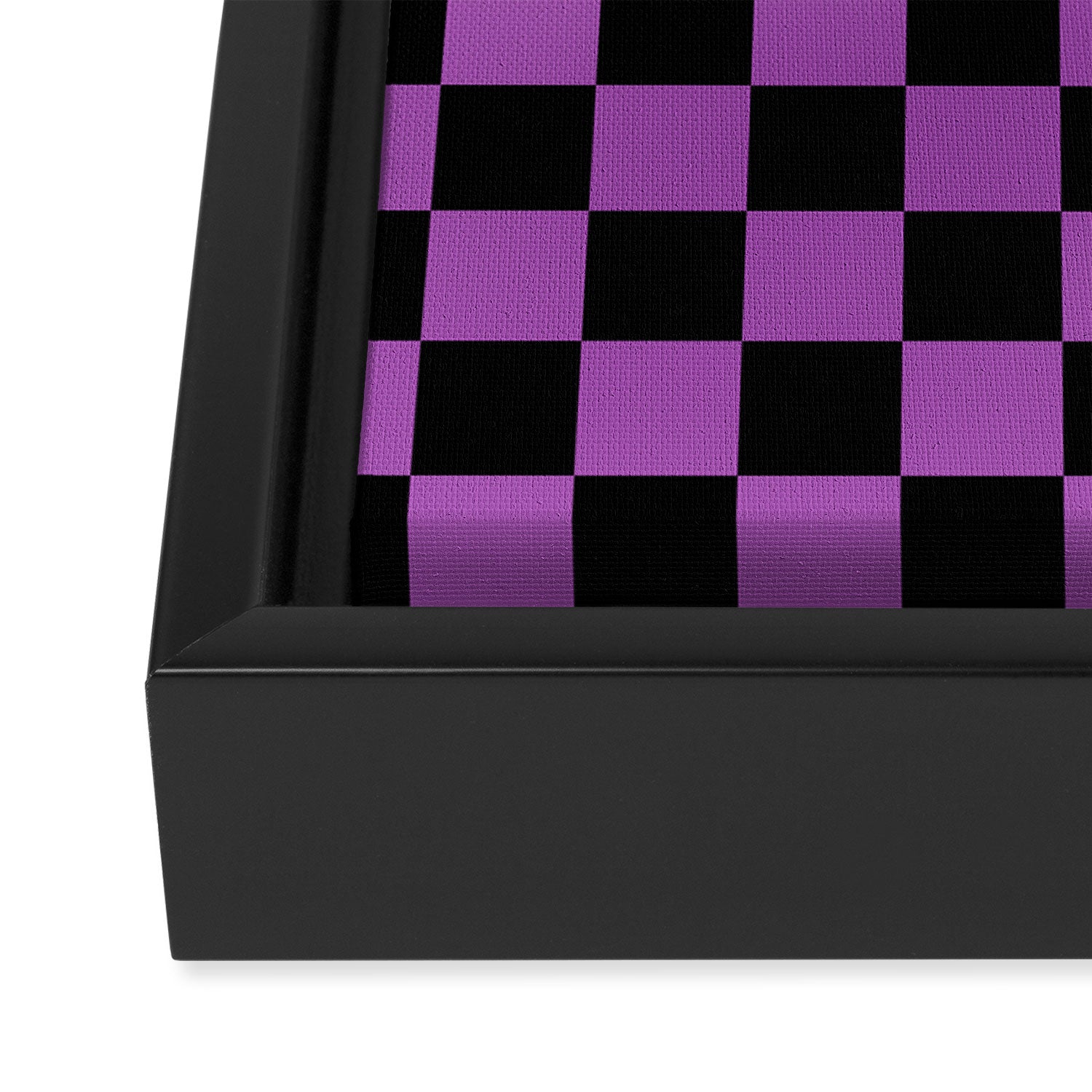 Halloween Checkered Purple and Black Check Pattern Framed Canvas Print Gallery Image 3