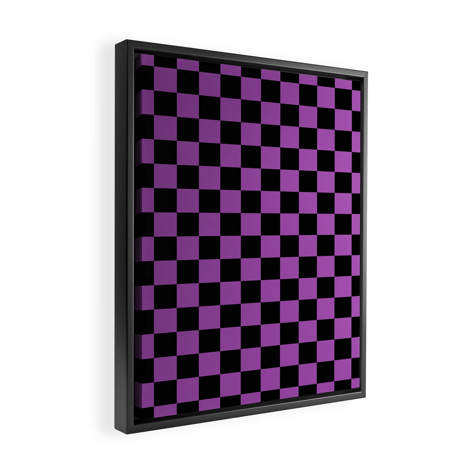 Halloween Checkered Purple and Black Check Pattern Framed Canvas Print Gallery Image 2