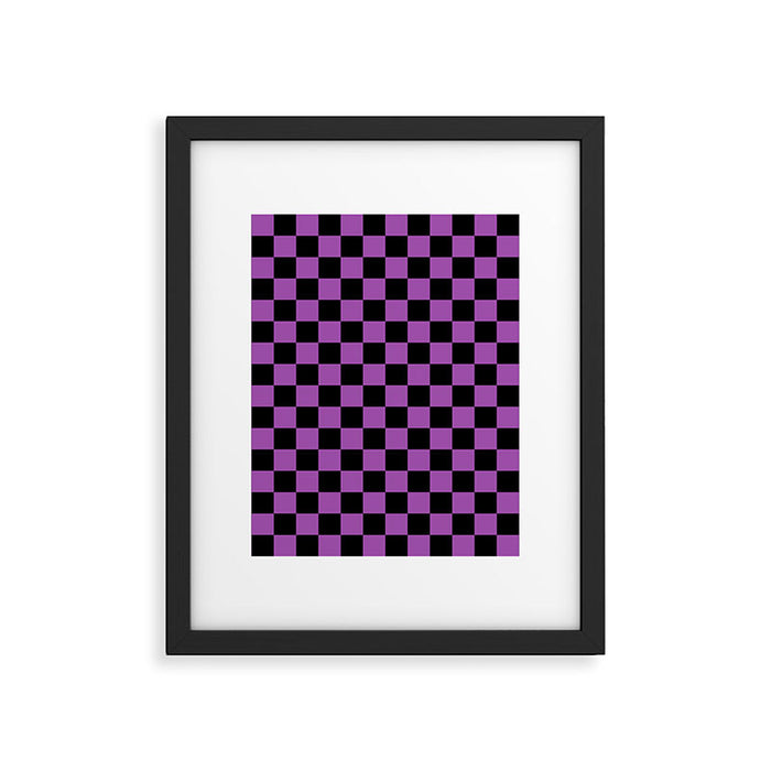 Halloween Checkered Purple and Black Check Pattern Framed Art Print Gallery Image 1