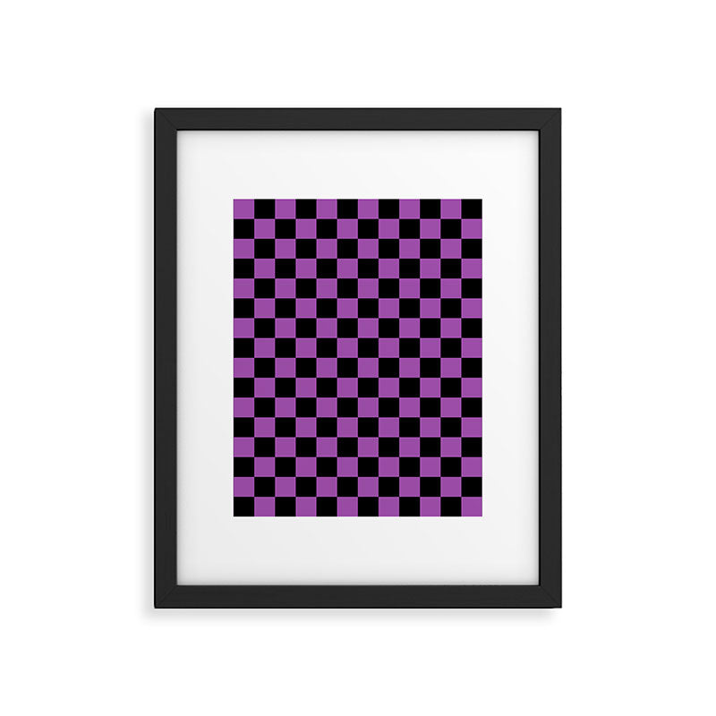 Halloween Checkered Purple and Black Check Pattern Framed Art Print Gallery Image 6
