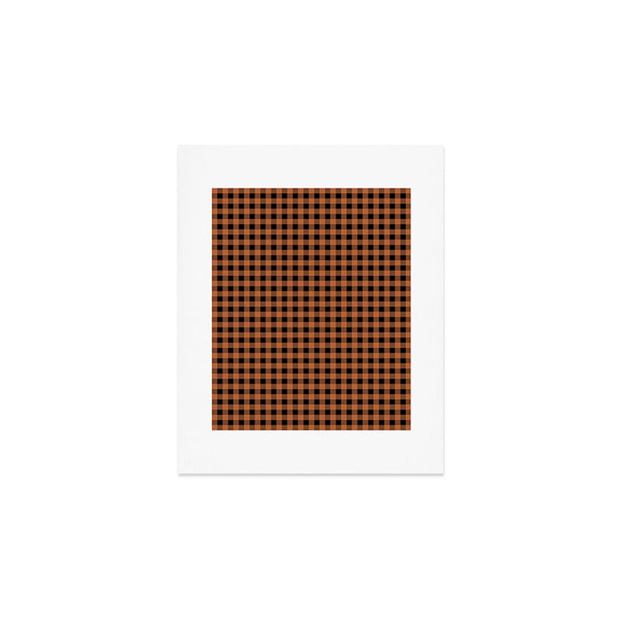 Halloween Gingham Check Pattern in Black and Muted Orange Art Print Gallery Image 1
