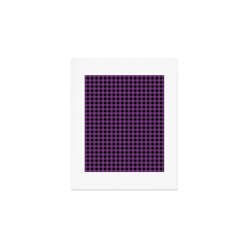 Halloween Gingham Check Pattern in Purple and Black Art Print Gallery Image 1