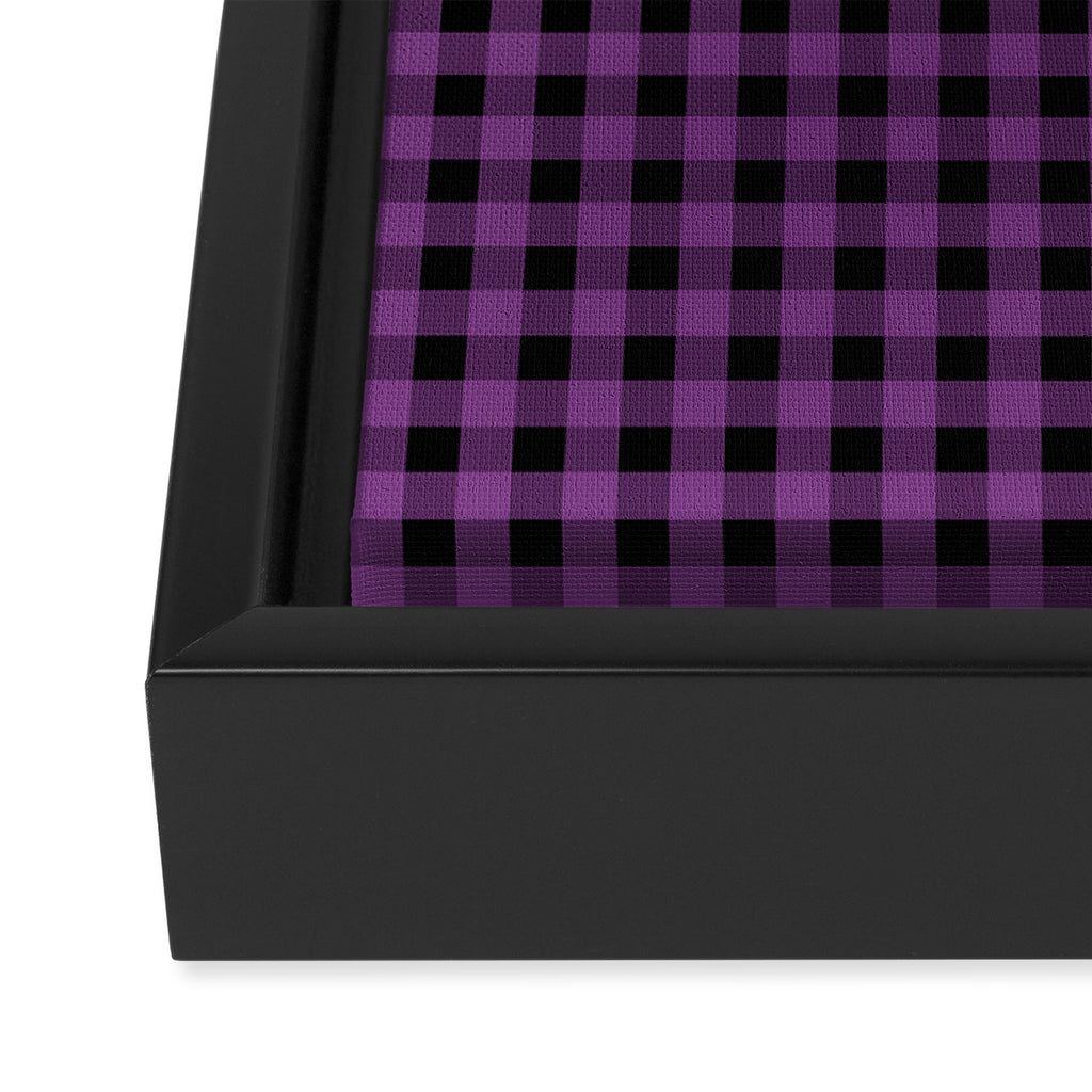 Halloween Gingham Check Pattern in Purple and Black Framed Canvas Print Gallery Image 3