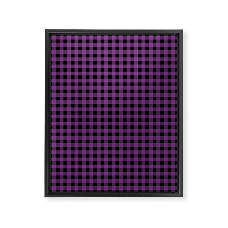 Halloween Gingham Check Pattern in Purple and Black Framed Canvas Print Gallery Image 6