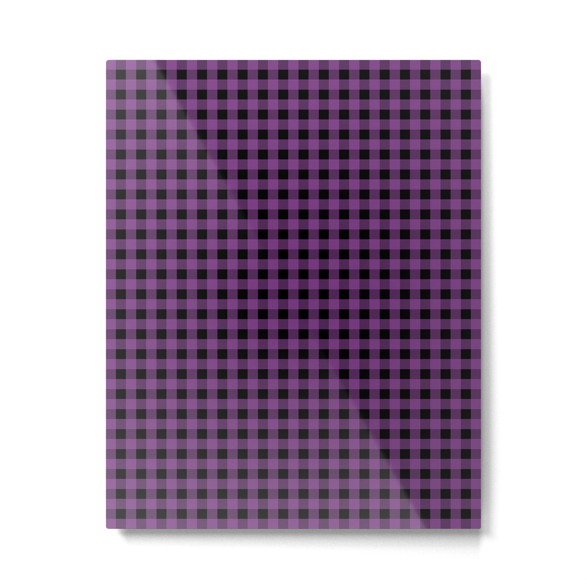 Halloween Gingham Check Pattern in Purple and Black Metal Print Gallery Image 4