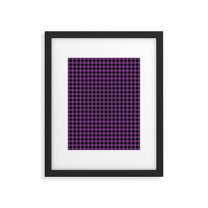 Halloween Gingham Check Pattern in Purple and Black Framed Art Print Gallery Image 1