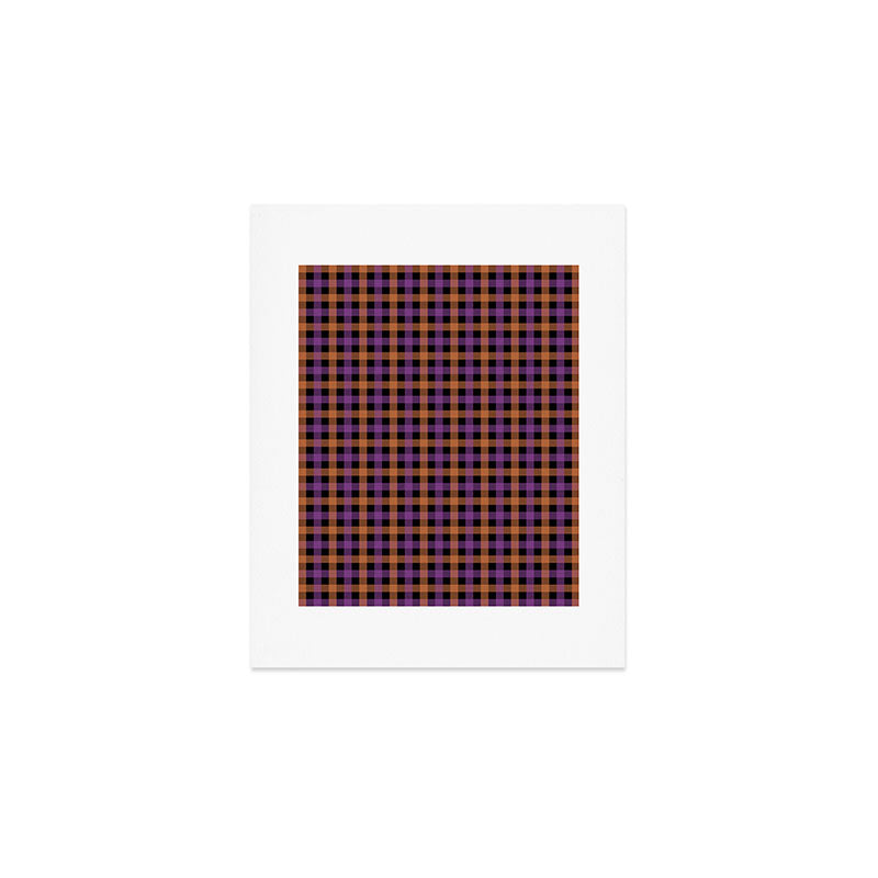 Halloween Gingham Check Pattern Purple Orange Black  Art Print Gallery Image 1