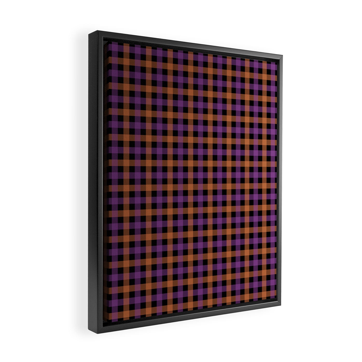 Halloween Gingham Check Pattern Purple Orange Black  Framed Canvas Print Gallery Image 2