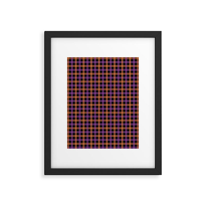 Halloween Gingham Check Pattern Purple Orange Black  Framed Art Print Gallery Image 5