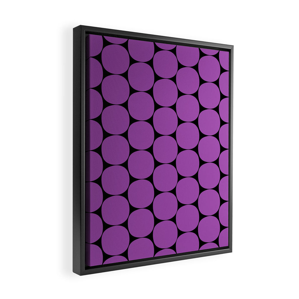 Halloween Mod Dots Pattern in Purple and Black Framed Canvas Print Gallery Image 2