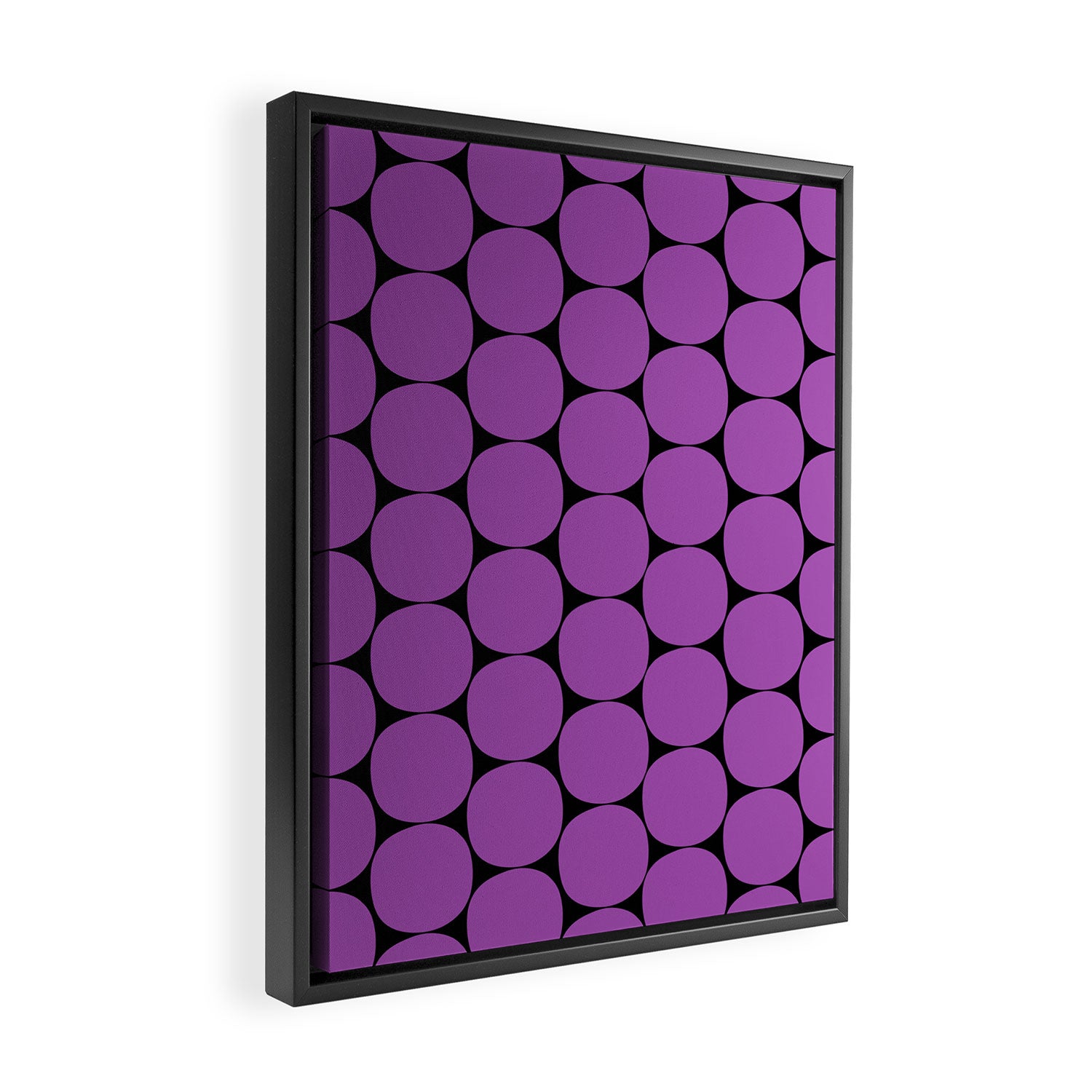 Halloween Mod Dots Pattern in Purple and Black Framed Canvas Print Gallery Image 2