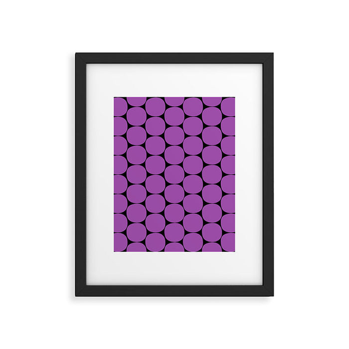 Halloween Mod Dots Pattern in Purple and Black Framed Art Print Gallery Image 1