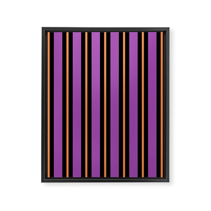 Halloween Stripes Purple Black Orange Vertical Stripe Pattern Framed Canvas Print Gallery Image 1