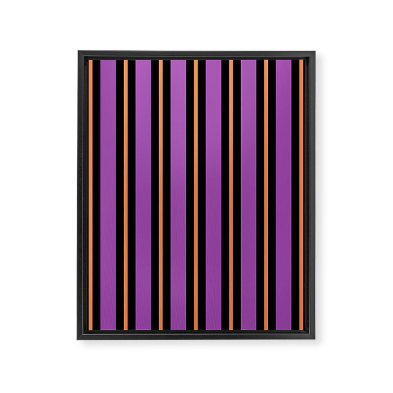 Halloween Stripes Purple Black Orange Vertical Stripe Pattern Framed Canvas Print Gallery Image 8