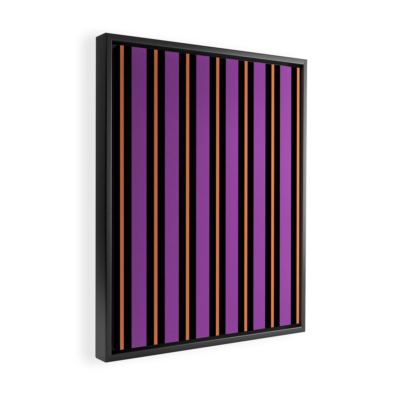 Halloween Stripes Purple Black Orange Vertical Stripe Pattern Framed Canvas Print Gallery Image 2