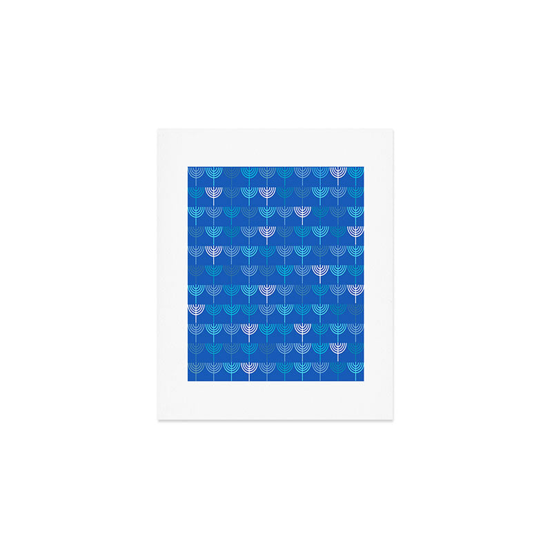 Hanukkah Chanukah Menorah Chanukkiah Pattern in Blue Art Print Gallery Image 1