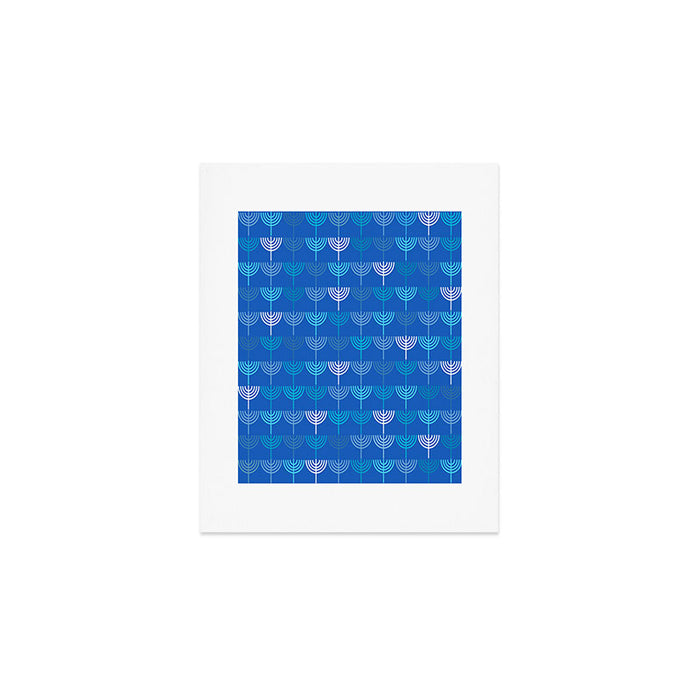 Hanukkah Chanukah Menorah Chanukkiah Pattern in Blue Art Print Gallery Image 1