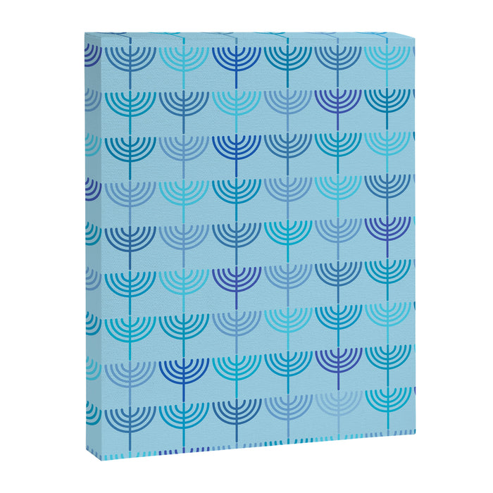 Hanukkah Chanukah Menorah Chanukkiah Pattern in Blue and Turquoise  Canvas Print Gallery Image 1
