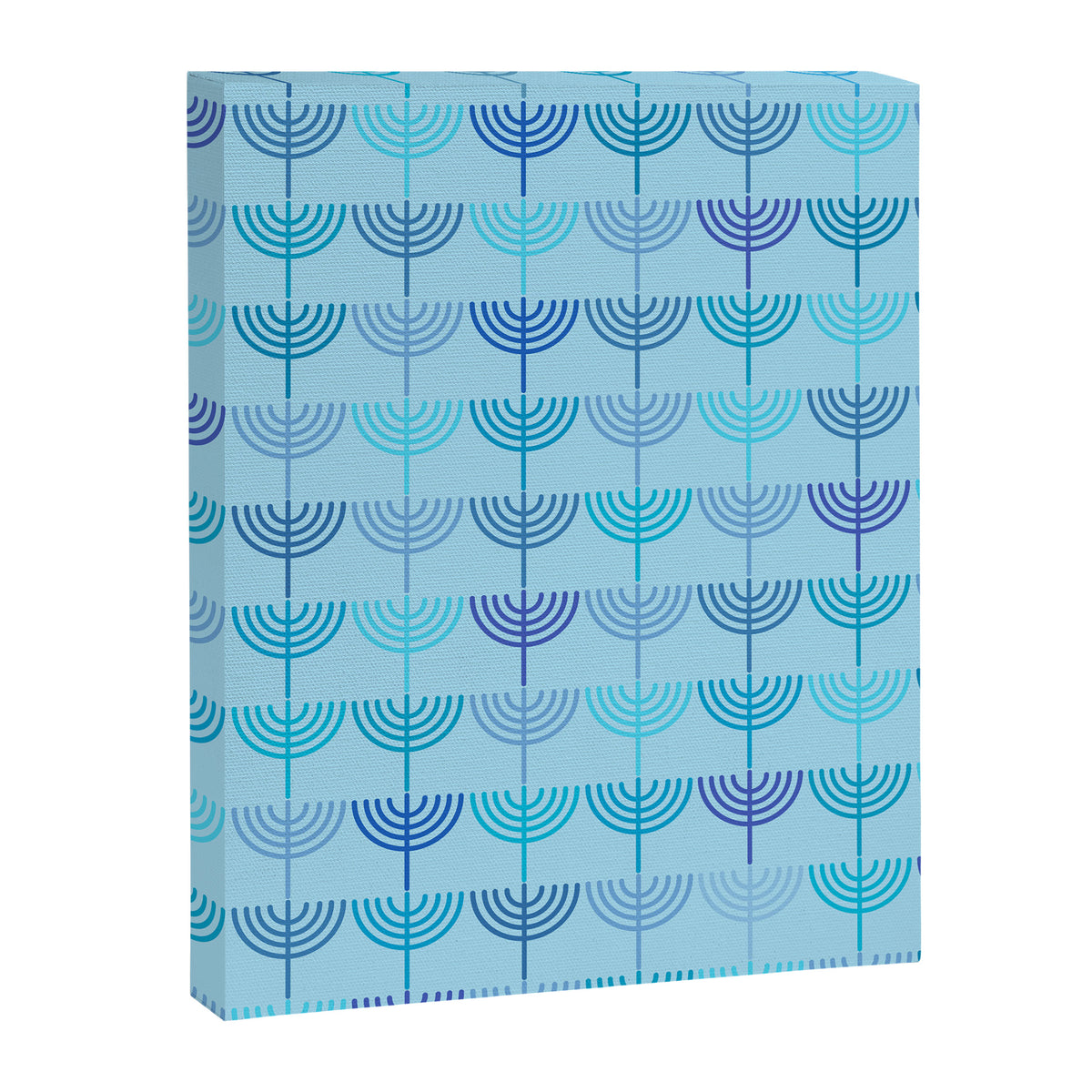 Hanukkah Chanukah Menorah Chanukkiah Pattern in Blue and Turquoise  Canvas Print Gallery Image 8