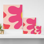 Happy Flower 60s Retro Vibe Hot Pink Orange Yellow Blush Canvas Print Gallery Image 3