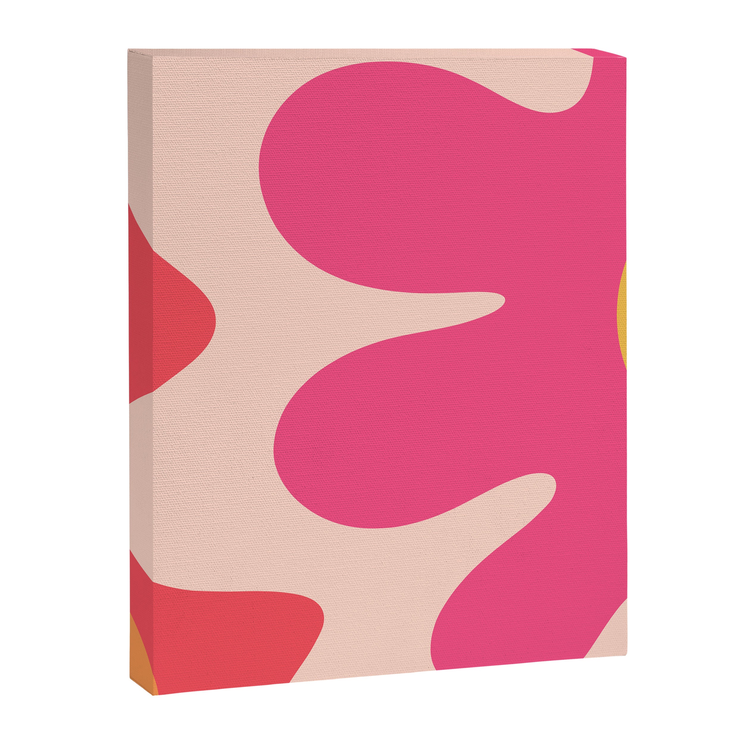 Happy Flower 60s Retro Vibe Hot Pink Orange Yellow Blush Canvas Print Gallery Image 3