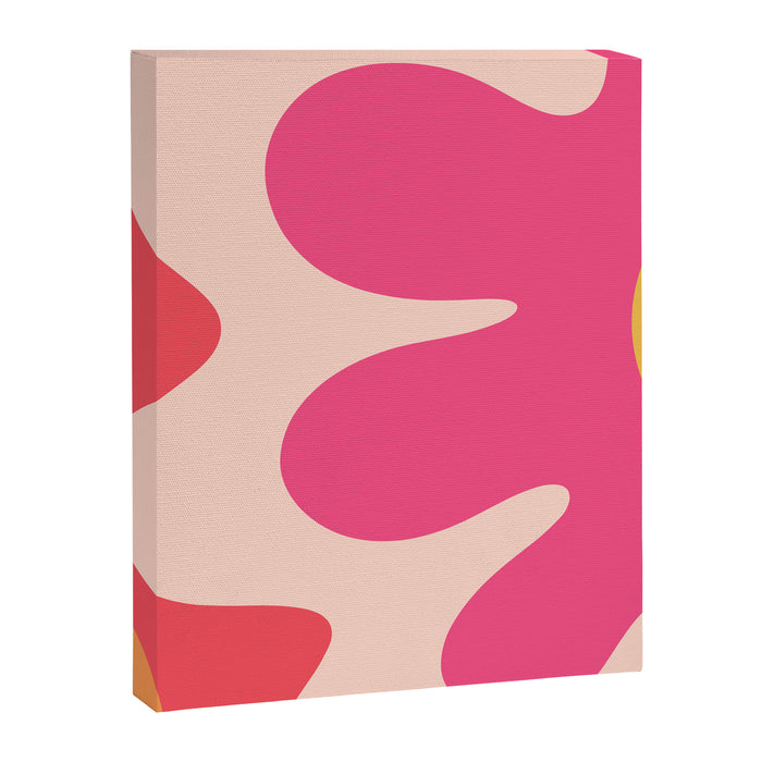 Happy Flower 60s Retro Vibe Hot Pink Orange Yellow Blush Canvas Print Gallery Image 1