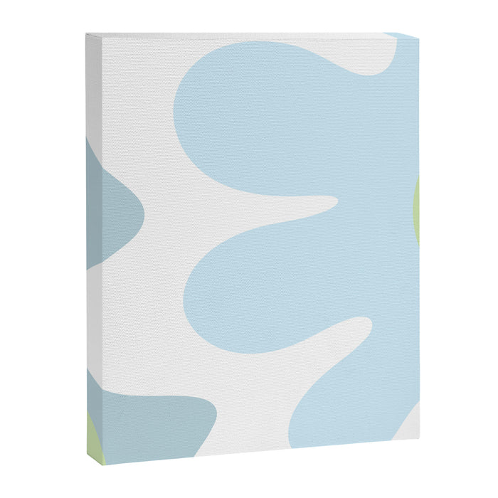 Happy Flower 60s Retro Vibe Light Blue Light Green White Canvas Print Gallery Image 1
