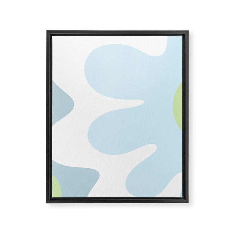 Happy Flower 60s Retro Vibe Light Blue Light Green White Framed Canvas Print Gallery Image 8