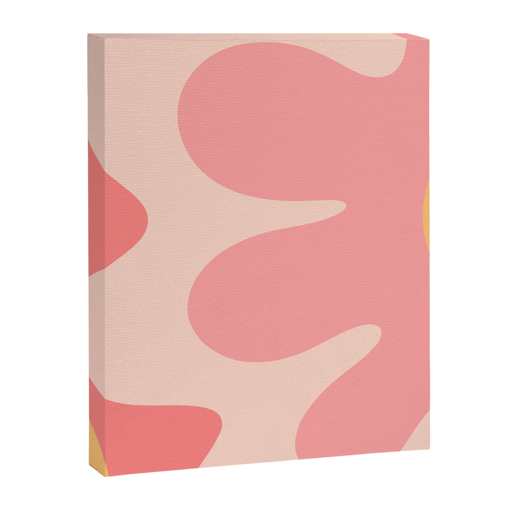 Happy Flower 60s Retro Vibe Pink Blush Mustard  Canvas Print Gallery Image 8