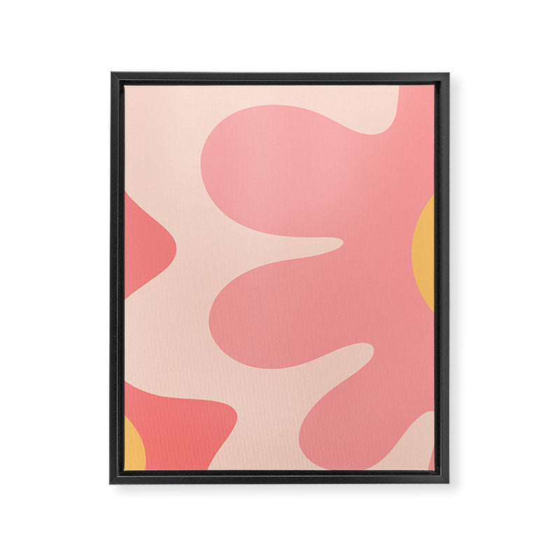 Happy Flower 60s Retro Vibe Pink Blush Mustard  Framed Canvas Print Gallery Image 8