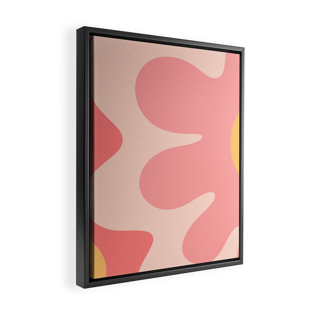 Happy Flower 60s Retro Vibe Pink Blush Mustard  Framed Canvas Print Gallery Image 2