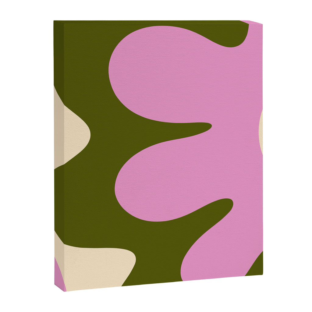 Happy Flower Retro 60s 70s Vibe Pink Green Cream Canvas Print Gallery Image 8
