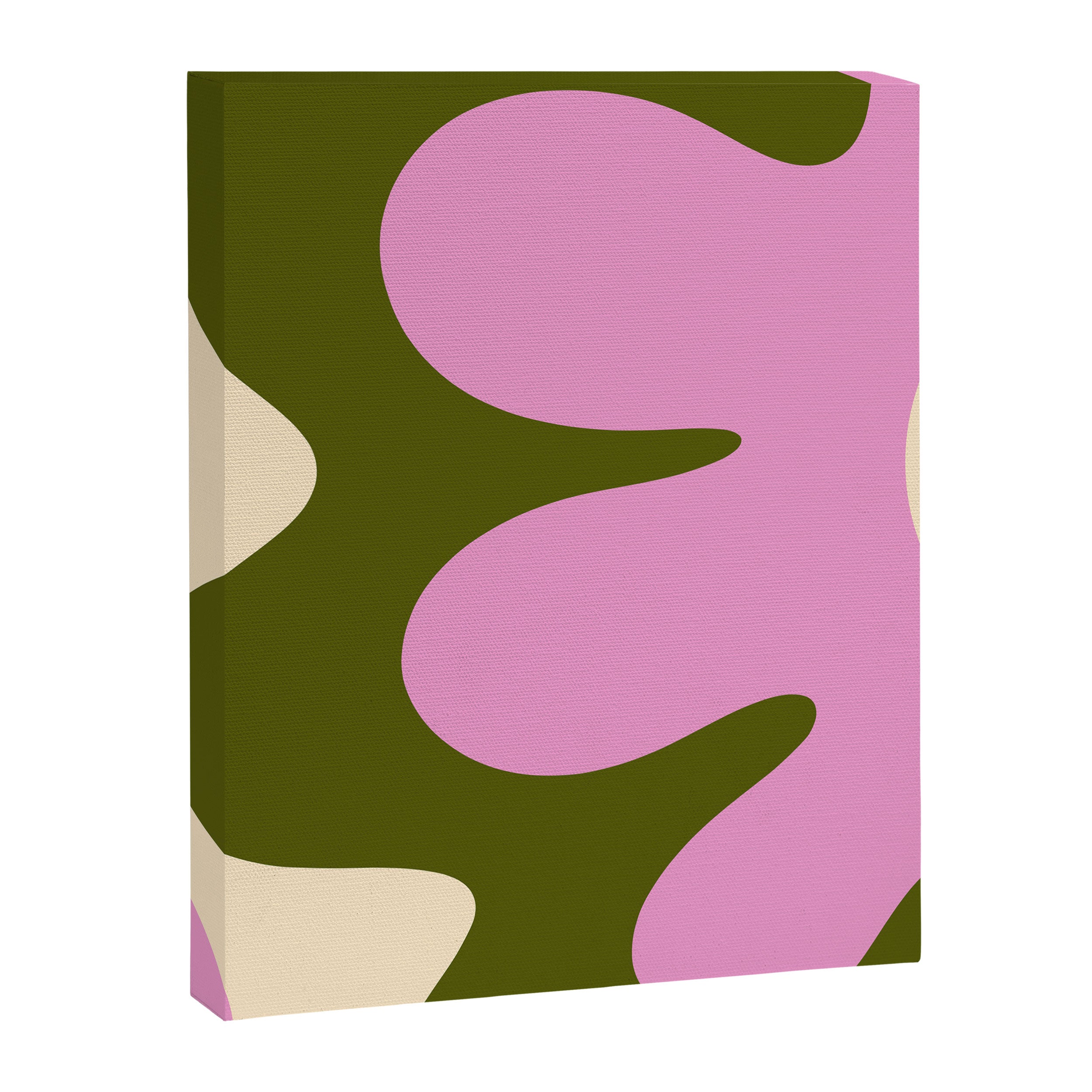 Happy Flower Retro 60s 70s Vibe Pink Green Cream Canvas Print Gallery Image 8