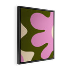 Happy Flower Retro 60s 70s Vibe Pink Green Cream Framed Canvas Print Gallery Image 2