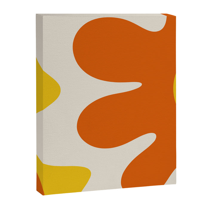 Happy Flower Retro 60s 70s Vibe Orange Yellow Cream Canvas Print Gallery Image 1
