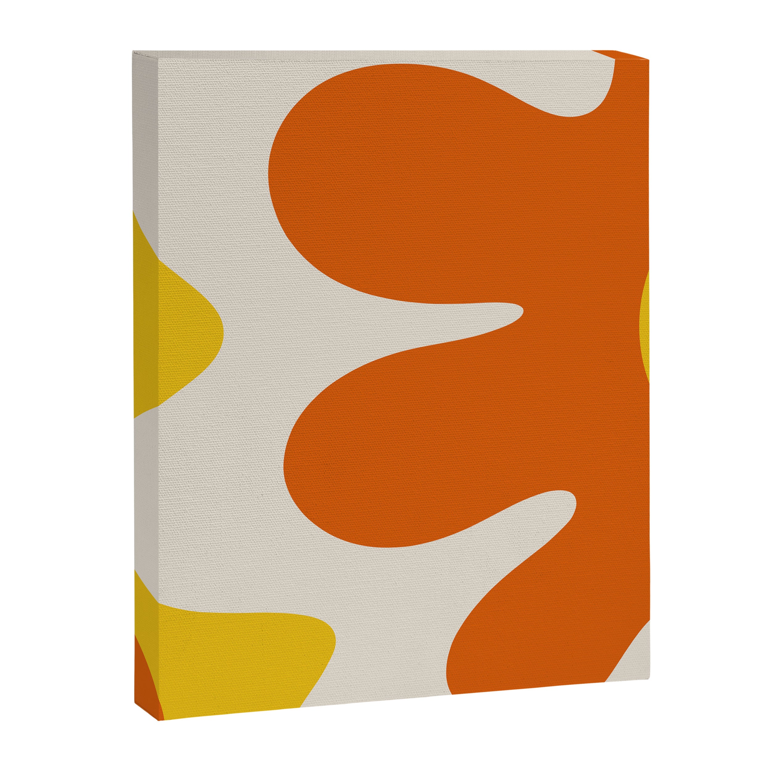 Happy Flower Retro 60s 70s Vibe Orange Yellow Cream Canvas Print Gallery Image 8