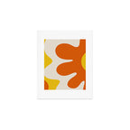 Happy Flower Retro 60s 70s Vibe Orange Yellow Cream Art Print Gallery Image 1