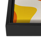 Happy Flower Retro 60s 70s Vibe Orange Yellow Cream Framed Canvas Print Gallery Image 3