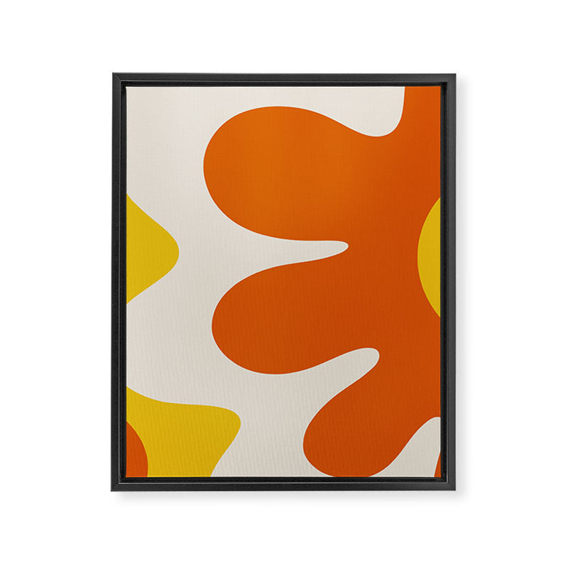 Happy Flower Retro 60s 70s Vibe Orange Yellow Cream Framed Canvas Print Gallery Image 8