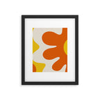 Happy Flower Retro 60s 70s Vibe Orange Yellow Cream Framed Art Print Gallery Image 6