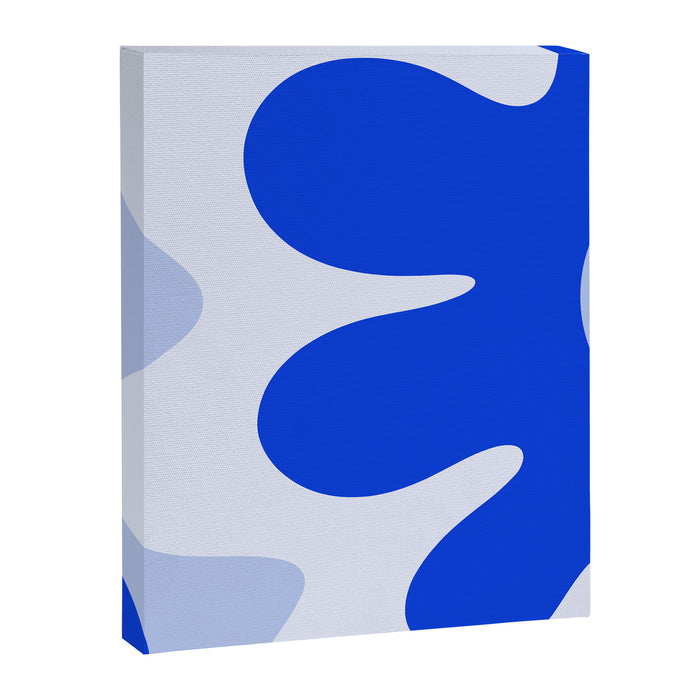 Happy Flower Retro Vibe Royal Blue and Light Blue Canvas Print Gallery Image 1
