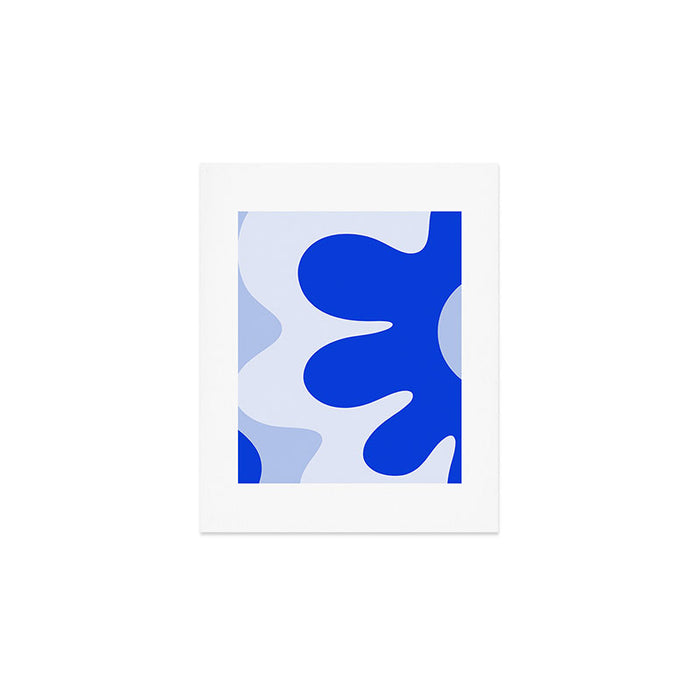 Happy Flower Retro Vibe Royal Blue and Light Blue Art Print Gallery Image 1