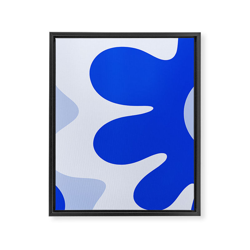 Happy Flower Retro Vibe Royal Blue and Light Blue Framed Canvas Print Gallery Image 8