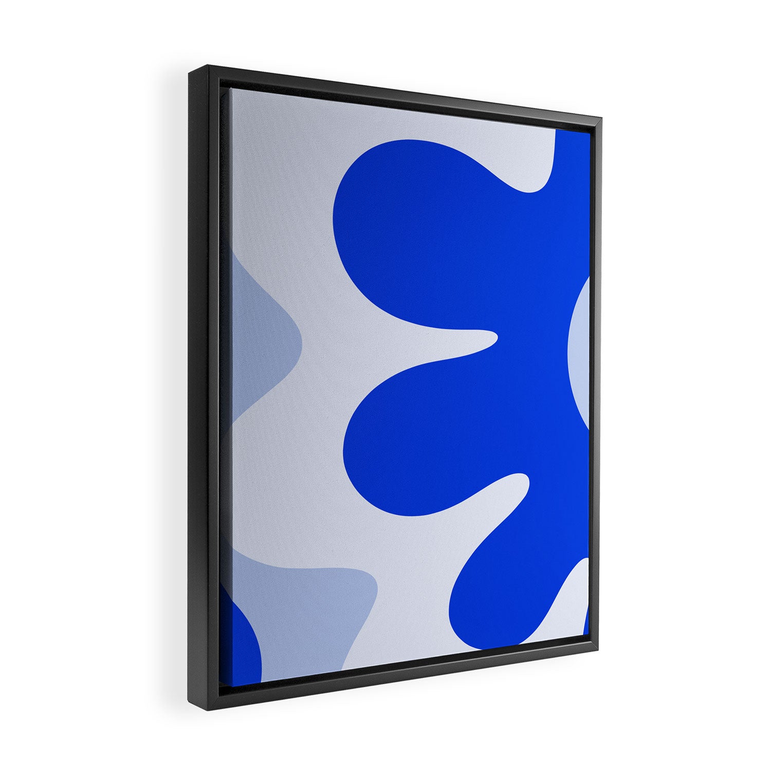 Happy Flower Retro Vibe Royal Blue and Light Blue Framed Canvas Print Gallery Image 2