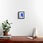 Happy Flower Retro Vibe Royal Blue and Light Blue Framed Art Print Gallery Image 2