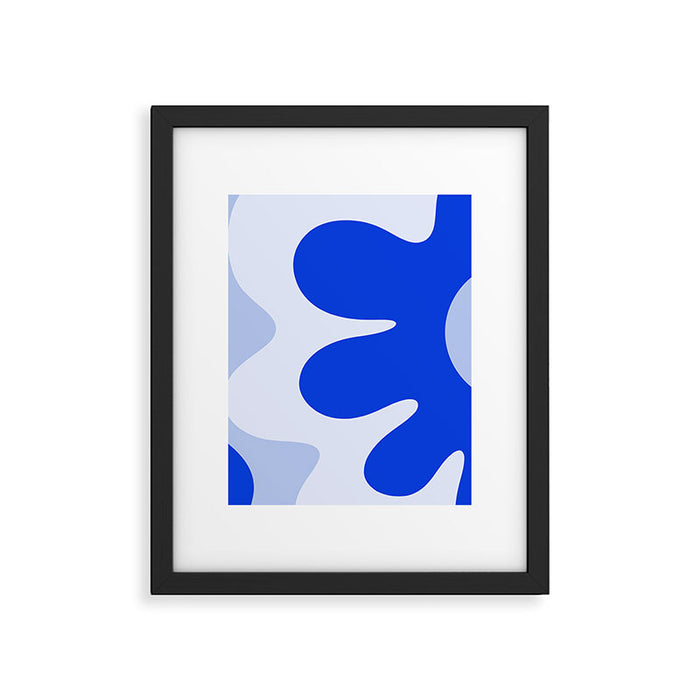 Happy Flower Retro Vibe Royal Blue and Light Blue Framed Art Print Gallery Image 1