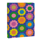 Happy Flowers Colorful Cheerful Retro Pattern on Blue Canvas Print Gallery Image 8