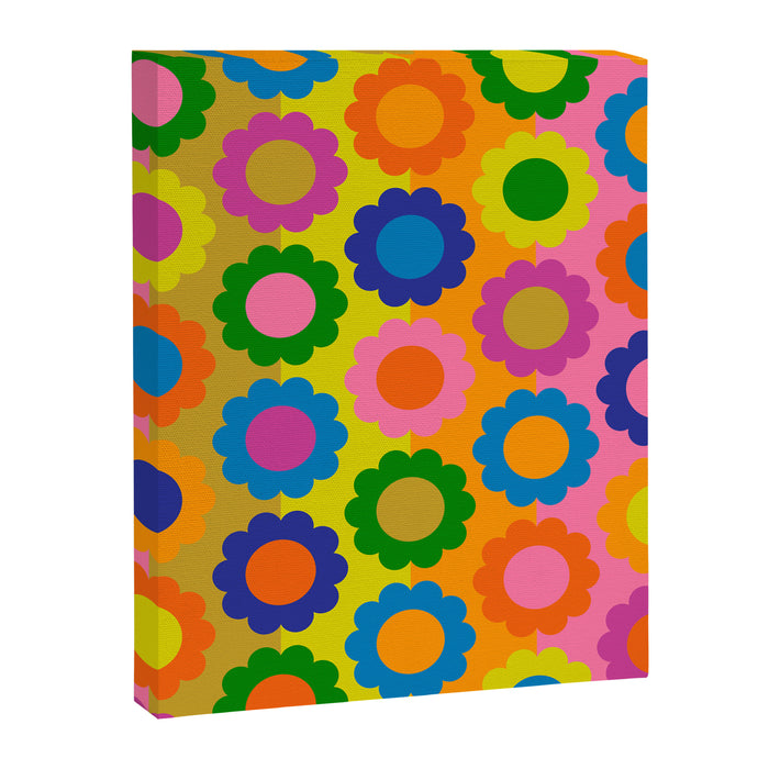 Happy Flowers Colorful Retro Maximalist Pattern Canvas Print Gallery Image 1