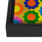 Happy Flowers Colorful Retro Maximalist Pattern Framed Canvas Print Gallery Image 3